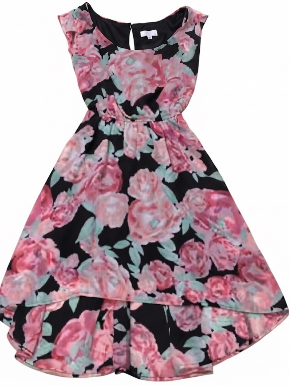 Candie's Pink Floral High-Low Chiffon Dress Size M